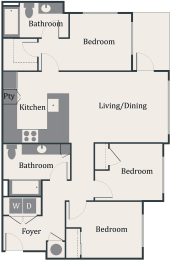 a floor plan of a house with a kitchen and a living room at Gage On Sixth, Tacoma Washington