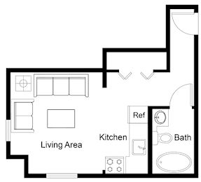 Studio A Floor Plan at Zindorf, Seattle, WA