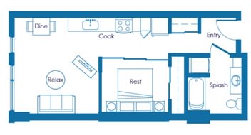 Rainier Floorplan at Icon Apartments, Seattle, WA, 98104