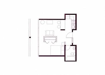 Studio 1 bath at Cosmopolitan, Seattle, WA, 98105