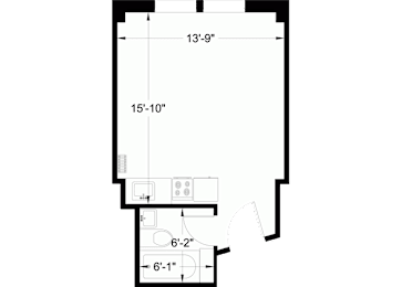 Studio 1 bath B at Addison on Fourth Apartments, Seattle, Washington