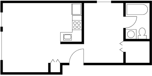 Studio 1 bath A at Ellis Court Apartments, Seattle, WA, 98121