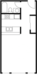 Studio 1 bath C at Ellis Court Apartments, Seattle