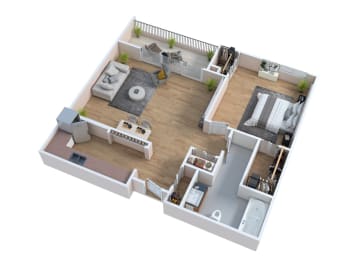 a floor plan of a house with a bedroom and a living room