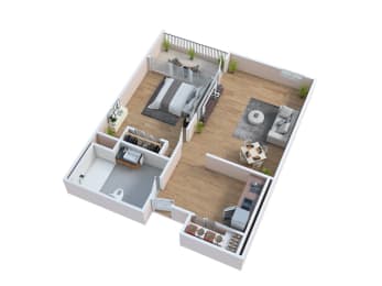 a floor plan of a house with a bedroom and a living room
