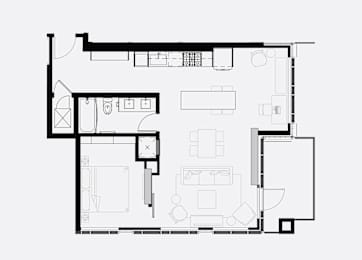  Floor Plan G-2 (One Bedroom + Study)