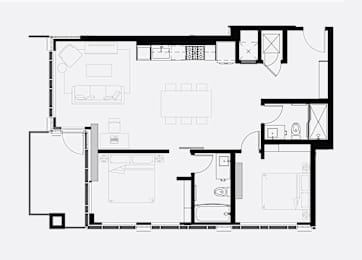  Floor Plan J-1 (Two Bedroom)