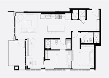 A black and white floor plan of a house with multiple rooms.