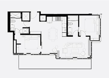 A black and white floor plan of a house with multiple rooms.