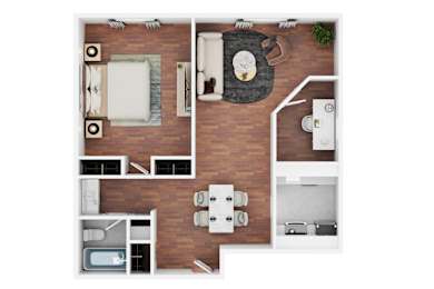 Floor Plan  One Bedroom with Den Floor Plan