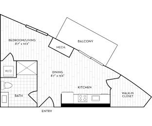 Velo Forest Hills Apartments - S1 Floor Plan 427 Sq Ft - Boston, MA Apartments