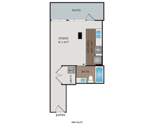 The Matisse - Portland, OR - Angrand floor plan 484 Sq Ft