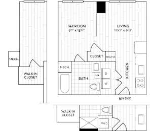 Velo Forest Hills Apartments - S8 Floor Plan 500-543 Sq Ft - Boston, MA Apartments