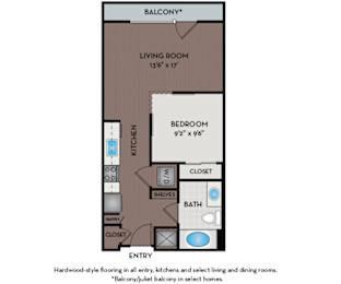 Mallory Square | Rockville, MD | 01S1A Floor Plan 553 SF