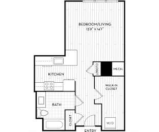 Malden Square Apartments | Malden, MA | 540 Sq Ft Floor Plan