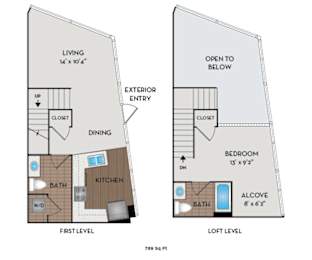 The Matisse - Portland, OR Apartments - Klimt Floor Plan 789 Sq Ft