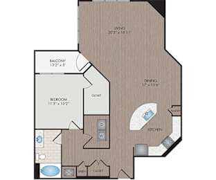 Marshall Park Apartments & Townhomes - Raleigh, NC- James floor plan 1209 Sq Ft