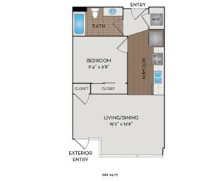 The Matisse - Portland, OR - Klee floor plan 589 Sq Ft