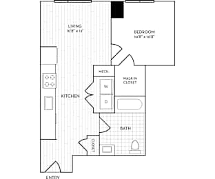 Velo Forest Hills Apartments - A6 Floor Plan 600 Sq Ft - Boston, MA Apartments