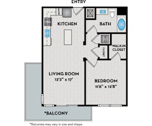 LaVida Apartments - Miami, FL - 11F1 Floor Plan 728 SF