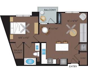 Joule La Floresta - Brea, CA - 11F2A Floor Plan 734 SF