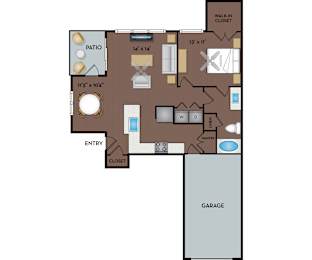 NoA on McNeil Apartments - Round Rock Austin, TX - 11F1A Floor Plan 766 SF
