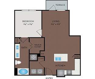 Larq Henderson Apartments | Dallas, TX | 11F2A Floor Plan 781 SF