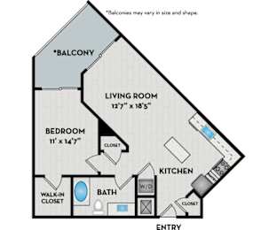 LaVida Apartments - Miami, FL - 11F2 Floor Plan 801 SF