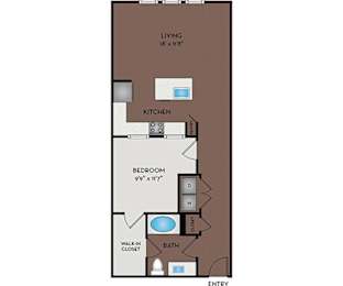 Larq Henderson Apartments | Dallas, TX | 11F3 Floor Plan 816 SF
