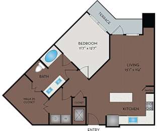 Larq Henderson Apartments | Dallas, TX | 11F4 Floor Plan 848 SF