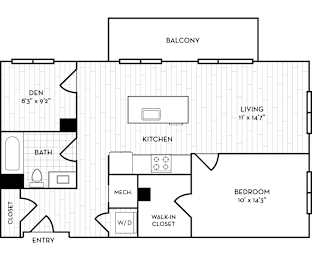 Velo Forest Hills Apartments - A16 Floor Plan 875 Sq Ft - Boston, MA Apartments
