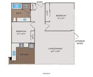 The Matisse - Portland, OR - Rembrandt floor plan 1013 Sq Ft