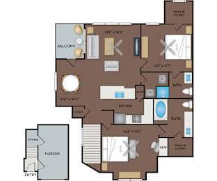 NoA on McNeil Apartments - Round Rock Austin, TX - 22T1A Floor Plan 1012 SF