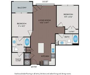 Mallory Square | Rockville, MD | 22F1A Floor Plan 1021 SF
