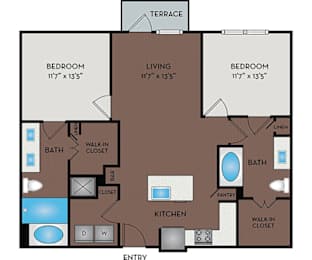 Larq Henderson Apartments | Dallas, TX | 22F1A Floor Plan 1039 to 1102 SF
