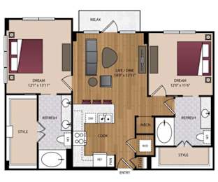 Stella Apartments - Dallas, TX - 22F1E Floor Plan