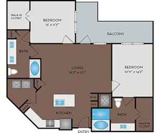 Larq Henderson Apartments | Dallas, TX | 22F2A Floor Plan 1163 SF