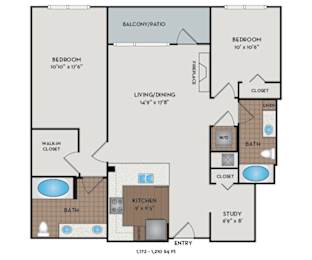 Metro 112 Apartments - Bellevue, WA - Wave-I floor plan 1210 Sq Ft