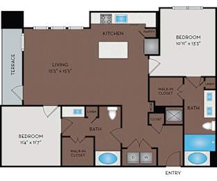 Larq Henderson - Dallas, TX - 22F3C Floor Plan