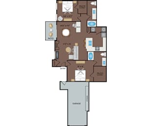 NoA on McNeil Apartments - Round Rock Austin, TX - 22F1 Floor Plan 1271 SF