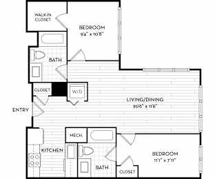 Malden Square Apartments | Malden, MA | 835 Sq Ft Floor Plan
