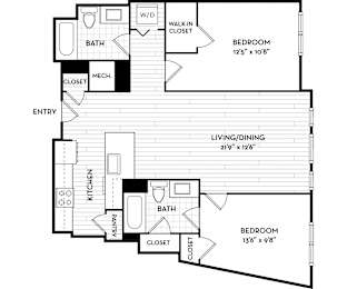 Malden Square Apartments | Malden, MA | 977 Sq Ft Floor Plan