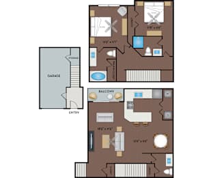 NoA on McNeil Apartments - Round Rock Austin, TX - 22T2 Floor Plan 1154 SF