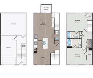 Marshall Park Apartments & Townhomes - Raleigh, NC- Wakefield A floor plan 1832 Sq Ft