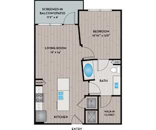 Lake Vue Apartments - Orlando, FL - 11F1 Floor Plan 650 SF