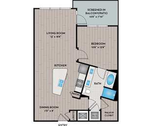 Lake Vue Apartments - Orlando, FL - 11F3 Floor Plan 873 SF