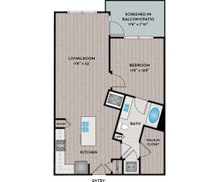 Lake Vue Apartments - Orlando, FL - 11F2 Floor Plan 790 SF