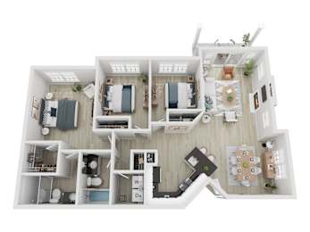 A top-down view of a house layout with labeled rooms.