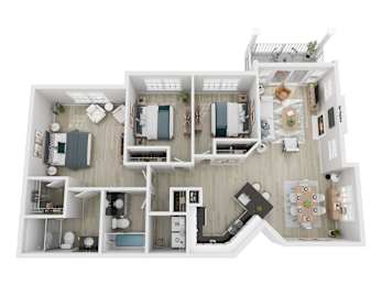 A top-down view of a house layout with labeled rooms.