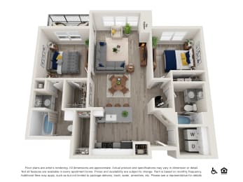 bedroom floor plan an open concept layout with a large closet and a balcony